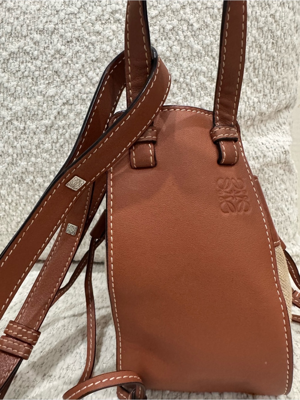 Inspired- Loewe Tan Leather Hammock-Style Backpack